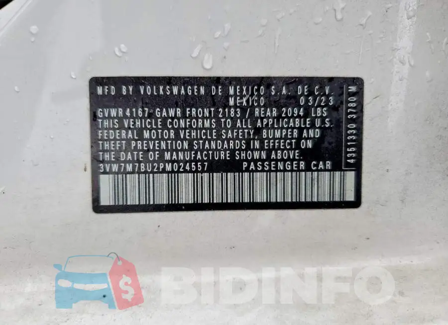 3VW7M7BU2PM024557 Photo# 12
