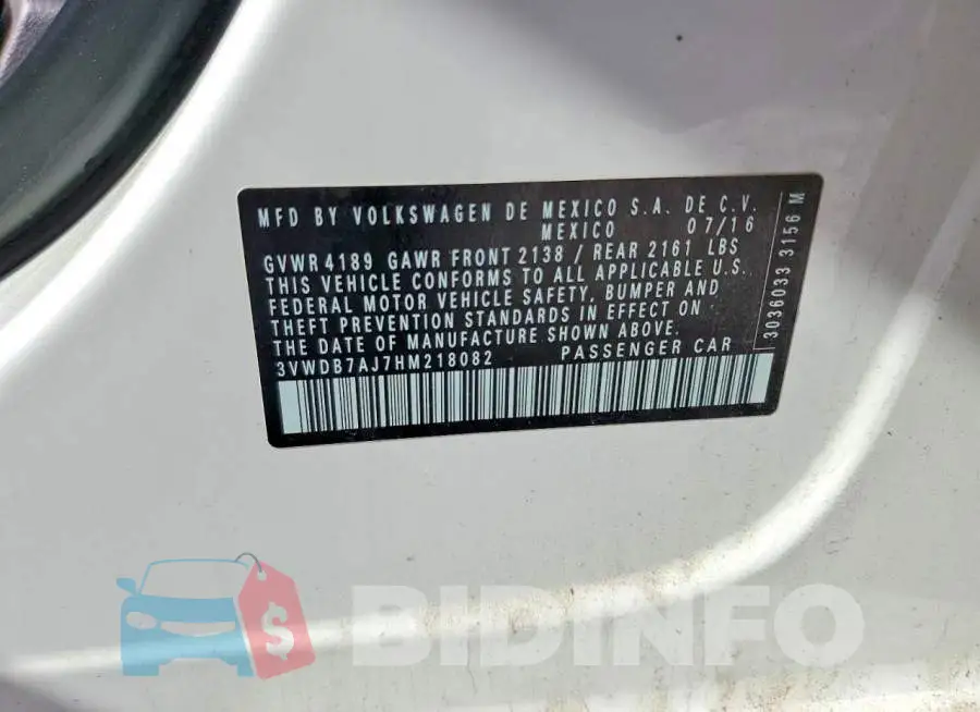 3VWDB7AJ7HM218082 Photo# 12