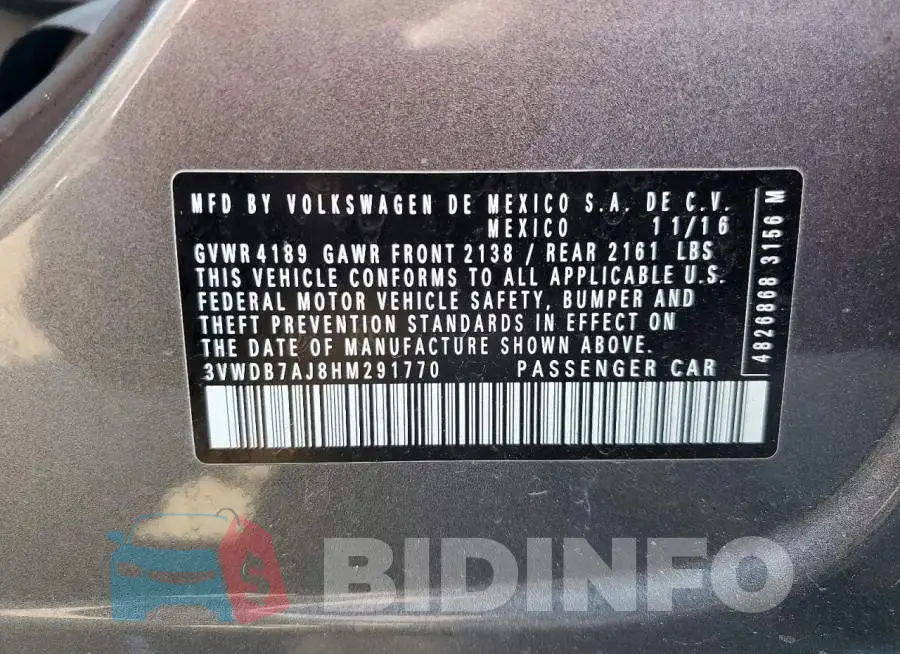 3VWDB7AJ8HM291770 Photo# 13