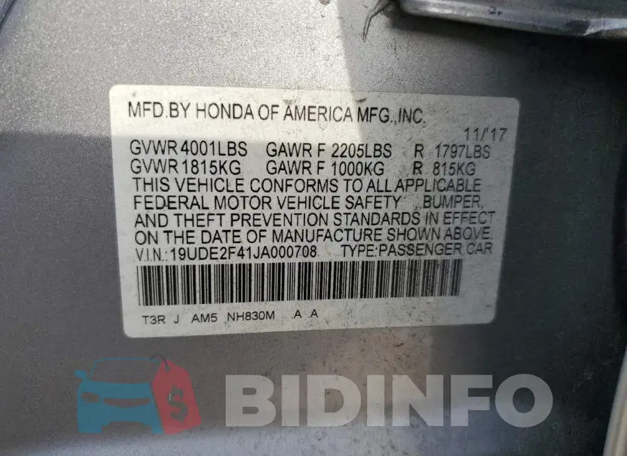 19UDE2F41JA000708 Photo# 12