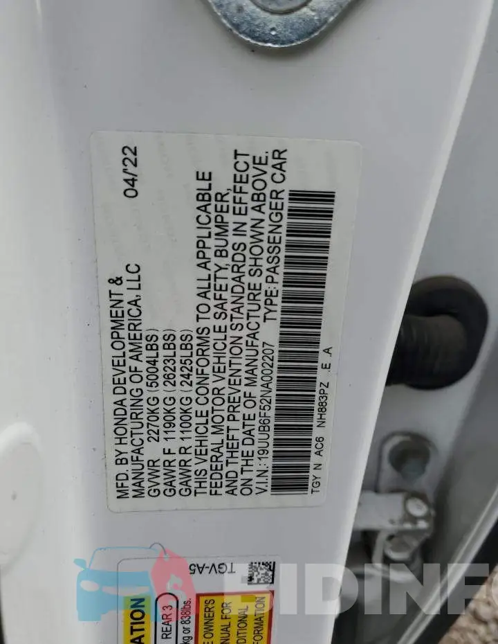 19UUB6F52NA002207 Photo# 12