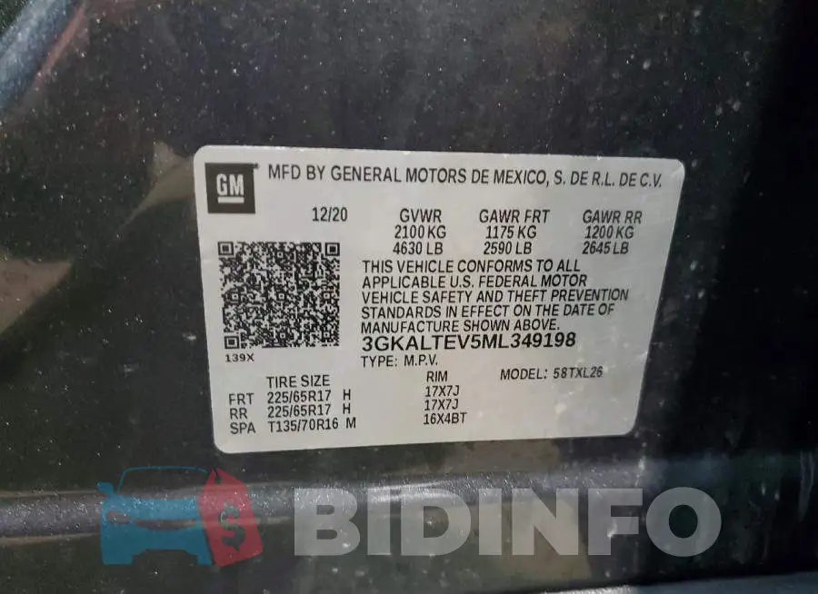 3GKALTEV5ML349198 Photo# 13