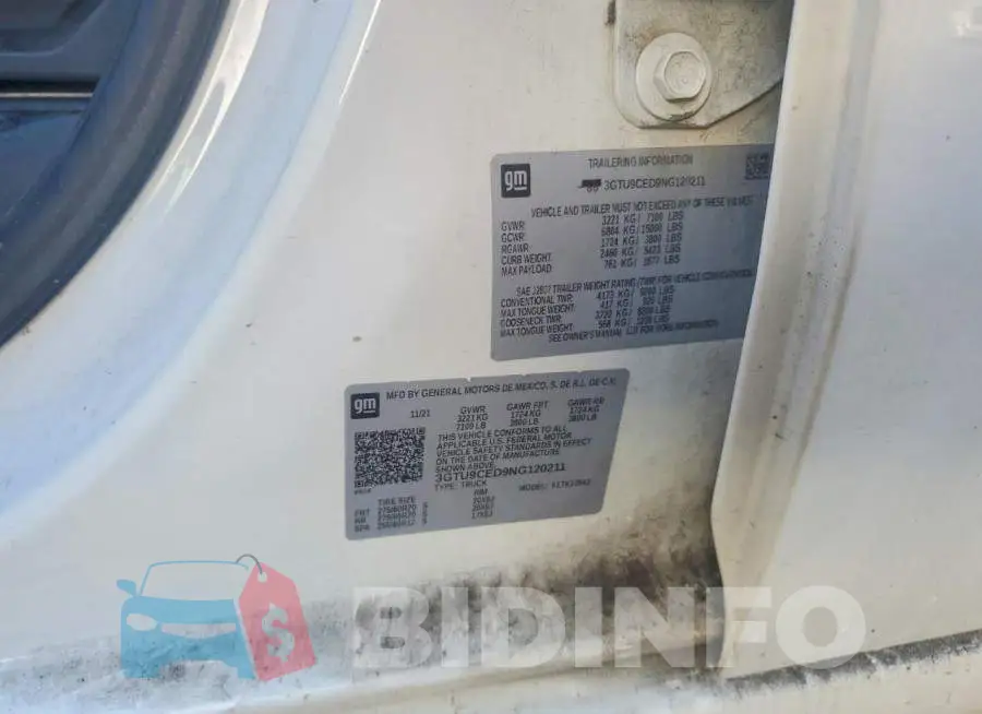 3GTU9CED9NG120211 Photo# 10