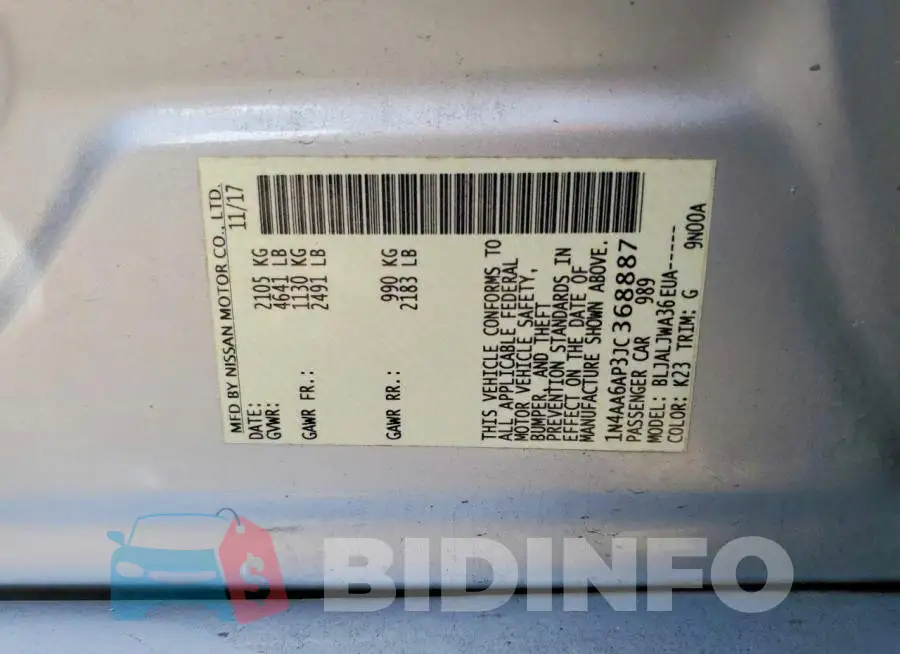 1N4AA6AP3JC368887 Photo# 12