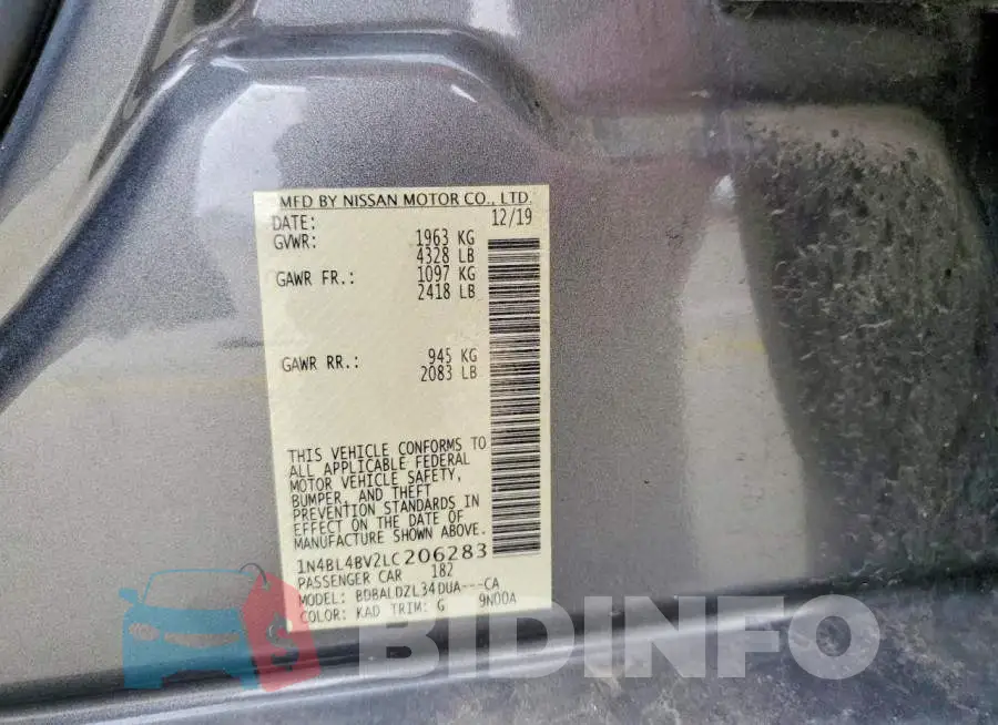 1N4BL4BV2LC206283 Photo# 13