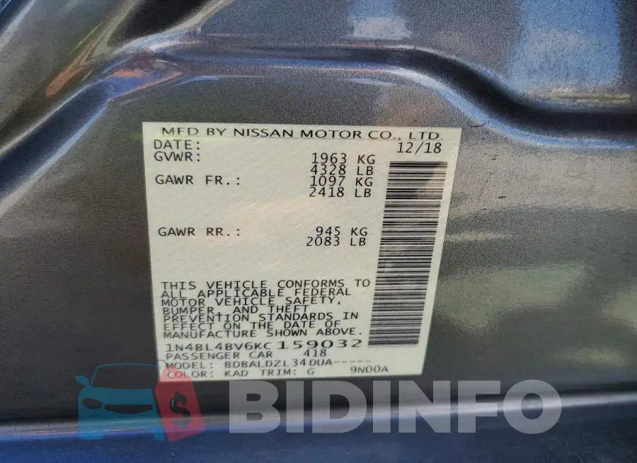 1N4BL4BV6KC159032 Photo# 12