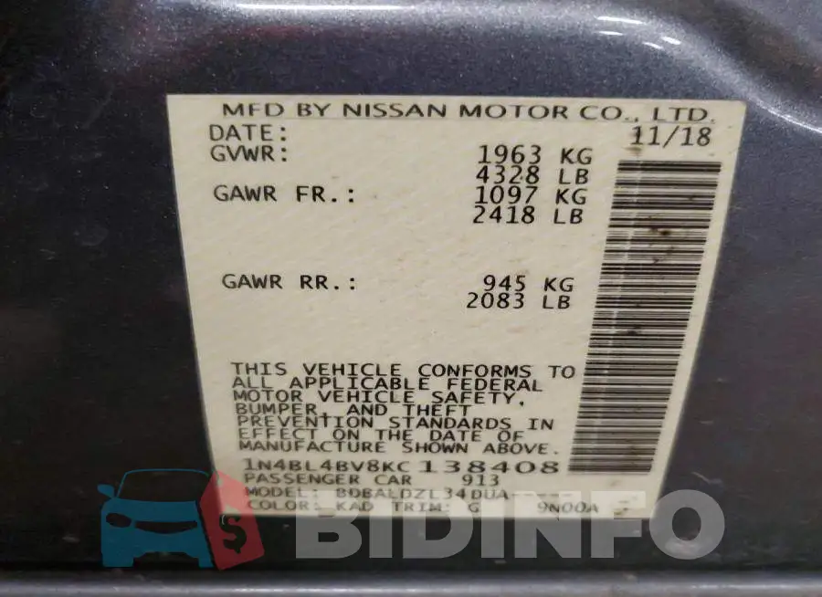 1N4BL4BV8KC138408 Photo# 12