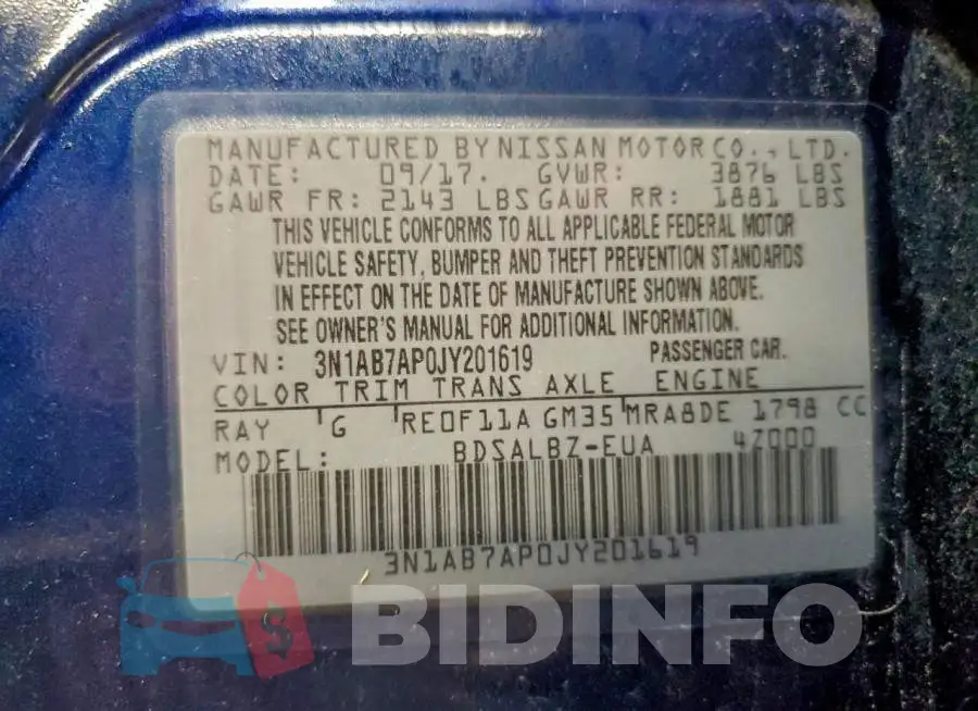 3N1AB7AP0JY201619 Photo# 12