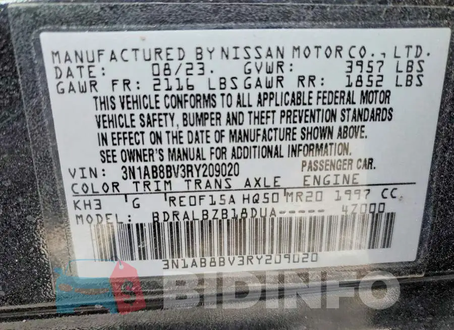 3N1AB8BV3RYT09020 Photo# 12