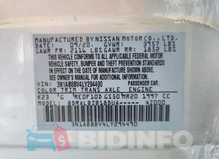 3N1AB8BV4LY294490 Photo# 12