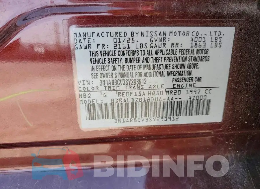 3N1AB8CV3SY293912 Photo# 12