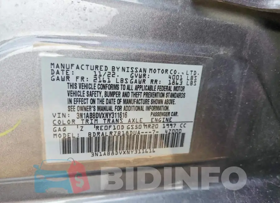 3N1AB8DVXNY311616 Photo# 13