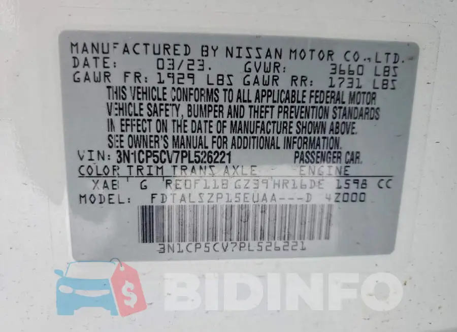 3N1CP5CV7PL526221 Photo# 13