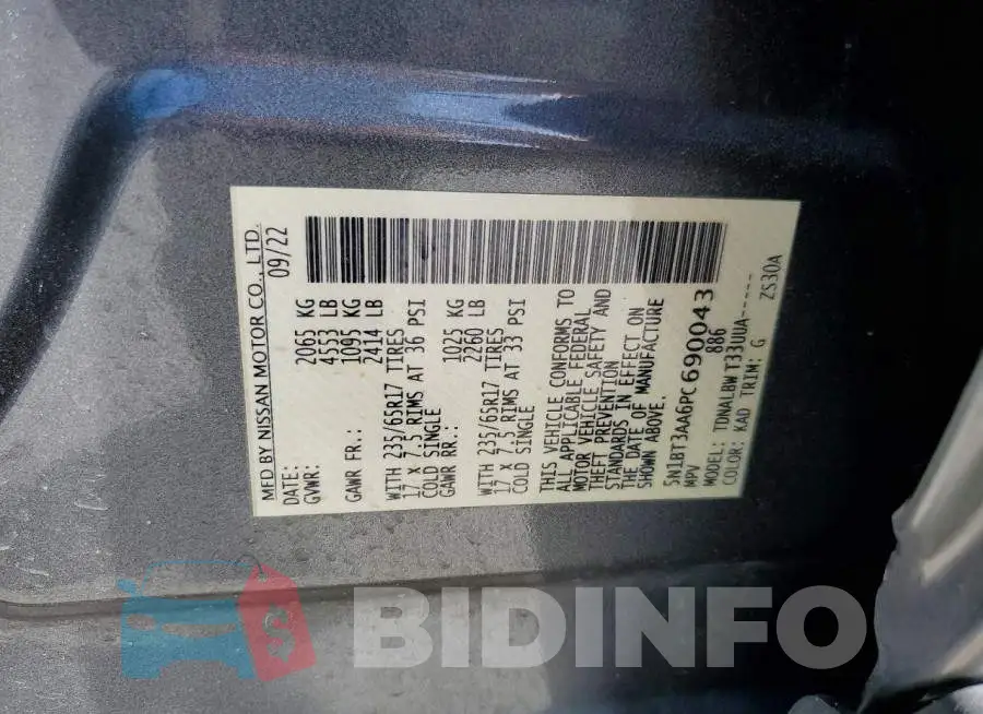 5N1BT3AA6PC690043 Photo# 12