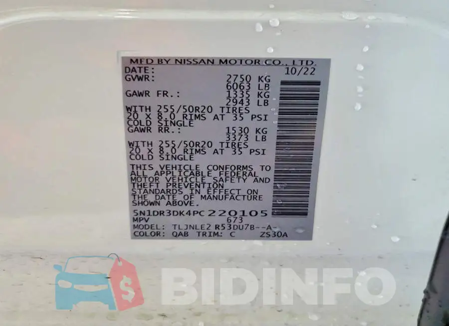 5N1DR3DK4PC220105 Photo# 13