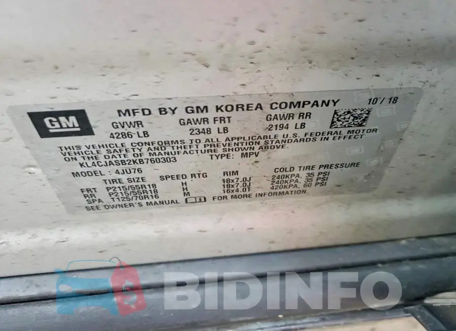 KL4CJASB2KB760303 Photo# 12