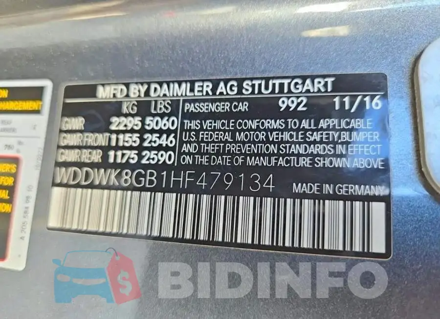 WDDWK8GB1HF479134 Photo# 10