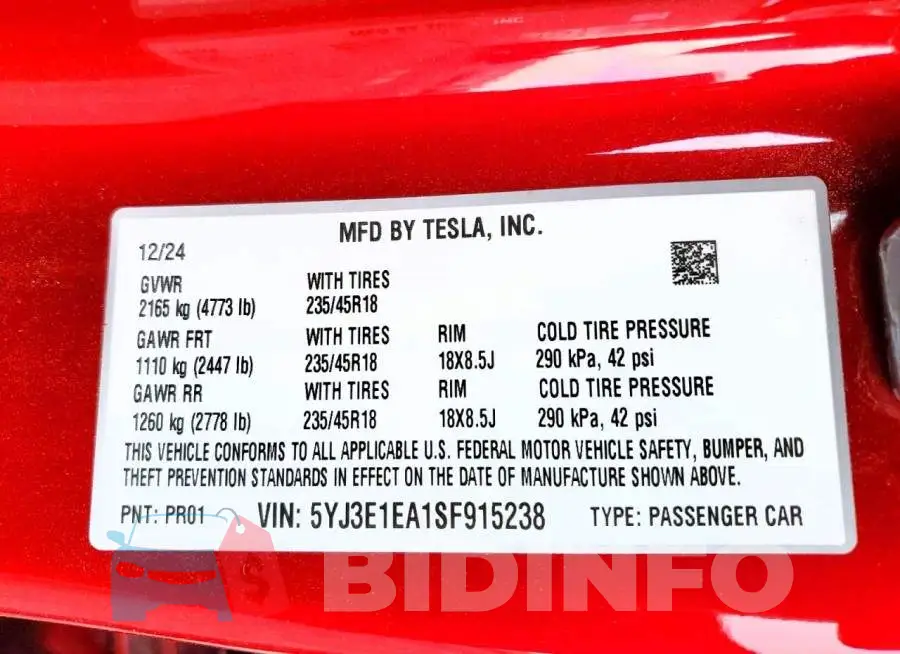 5YJ3E1EA1SF915238 Photo# 14