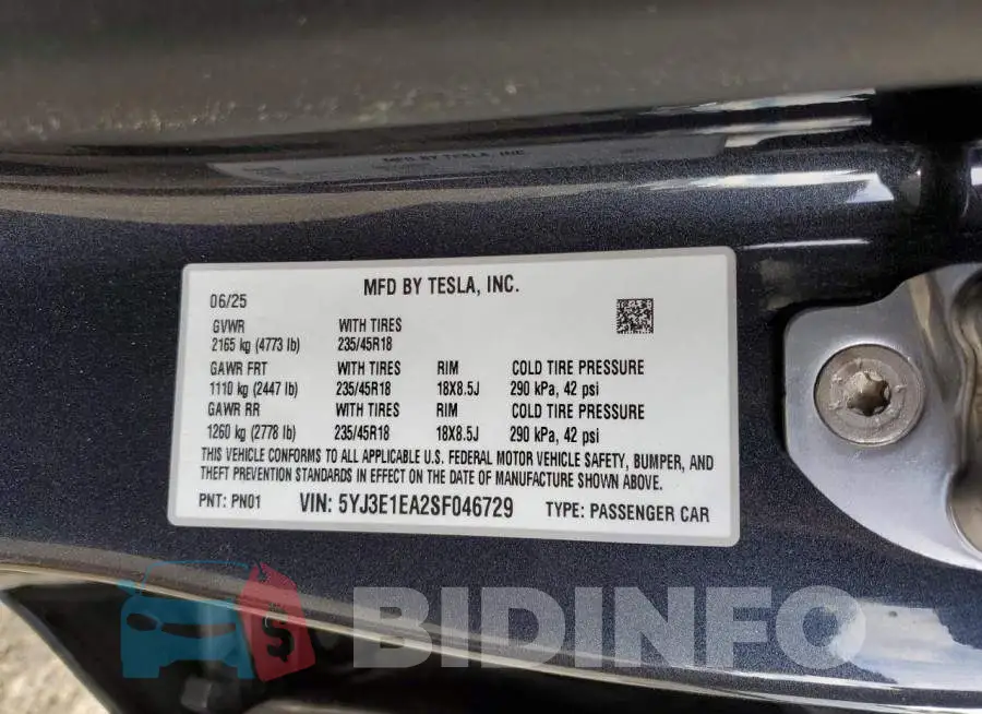 5YJ3E1EA2SF046729 Photo# 12