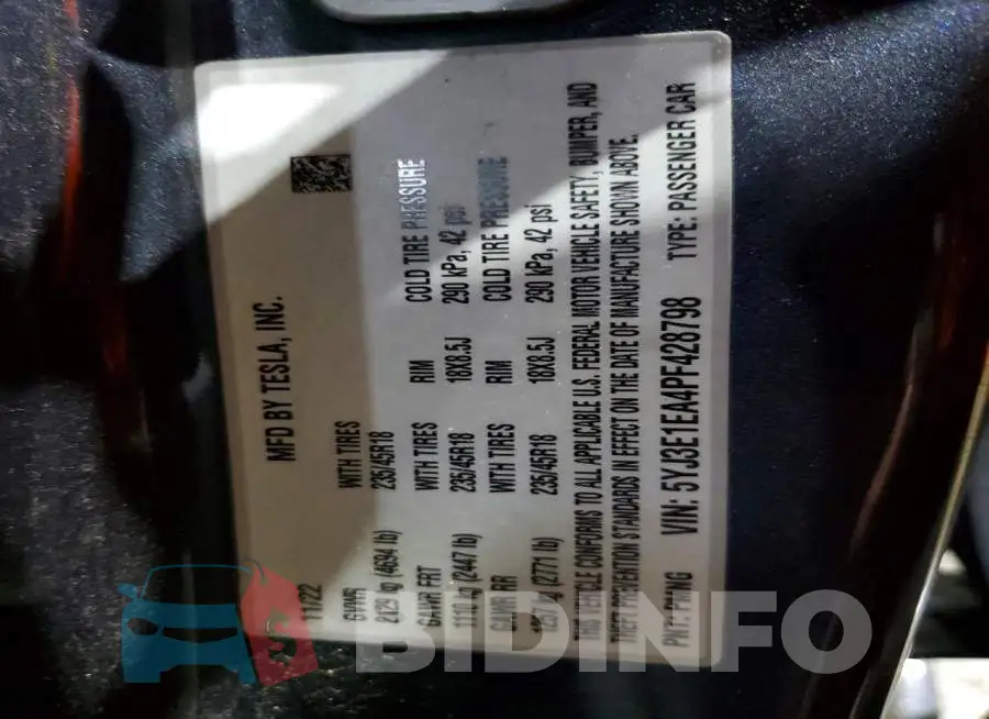 5YJ3E1EA4PF428798 Photo# 12