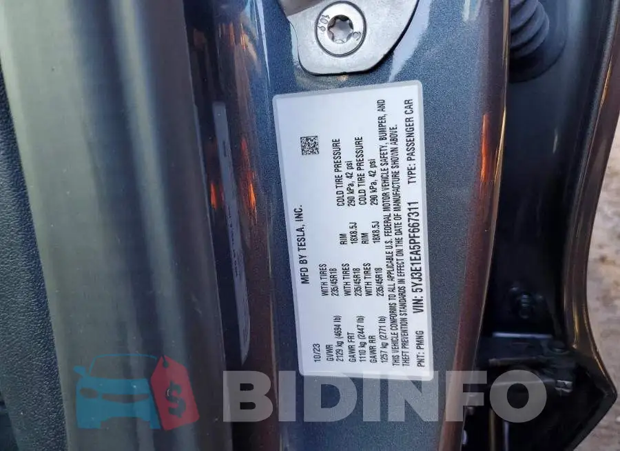 5YJ3E1EA5PF667311 Photo# 12