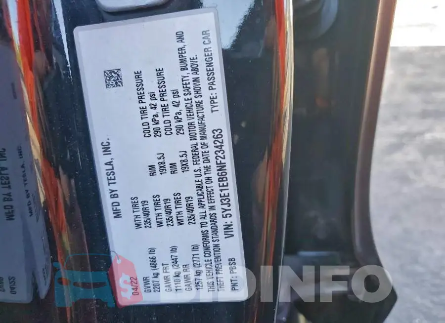 5YJ3E1EB6NF234263 Photo# 13