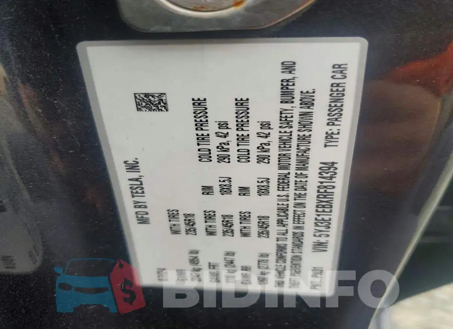 5YJ3E1EBXRF814394 Photo# 13