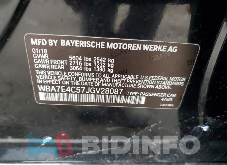 WBA7E4C57JGV28087 Photo# 12