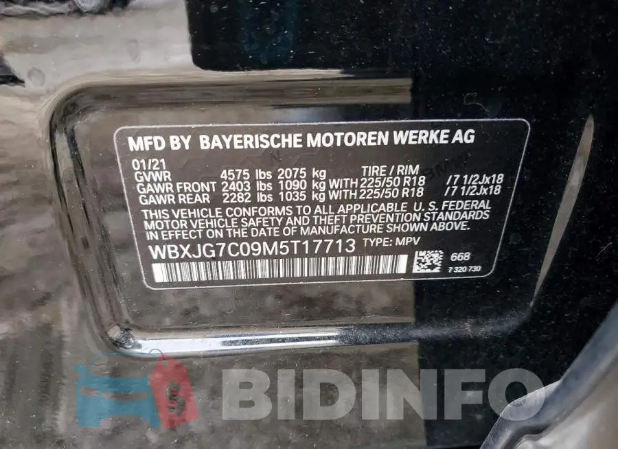 WBXJG7C09M5T17713 Photo# 13