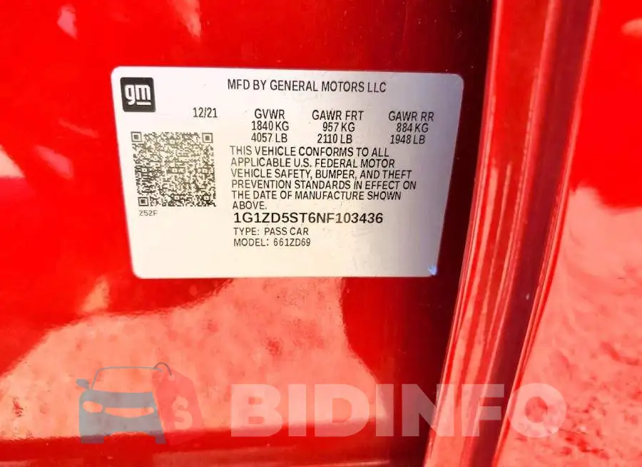 1G1ZD5ST6NF103436 Photo# 12