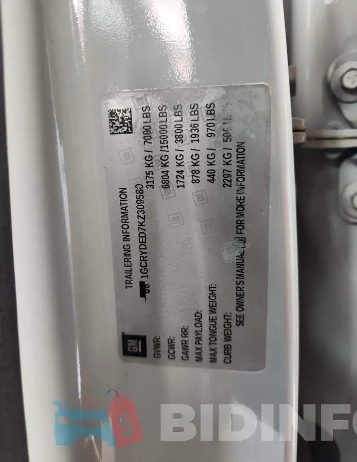 1GCRYDED7KZ309580 Photo# 12