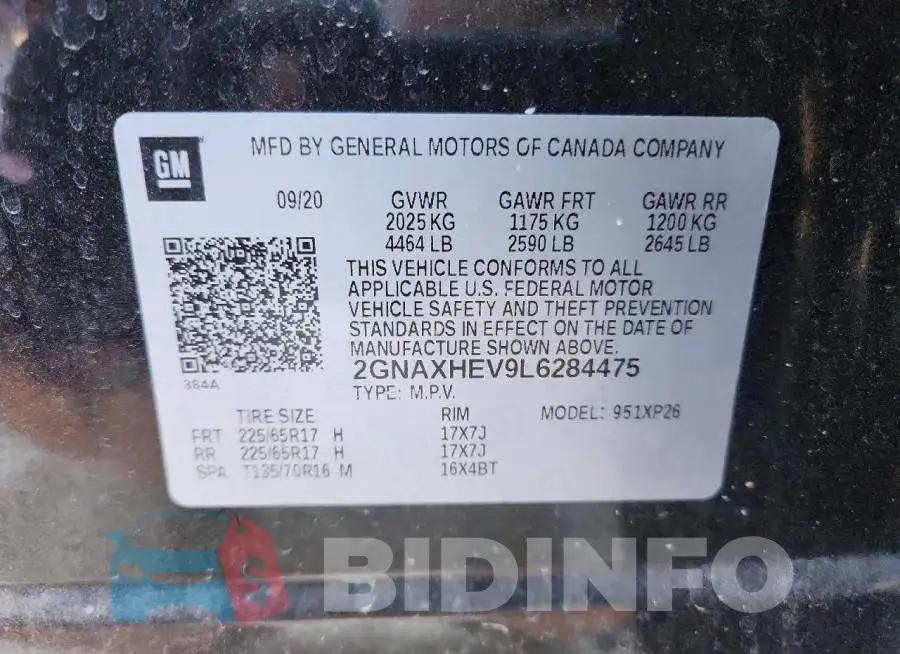 2GNAXHEV9L6284475 Photo# 12