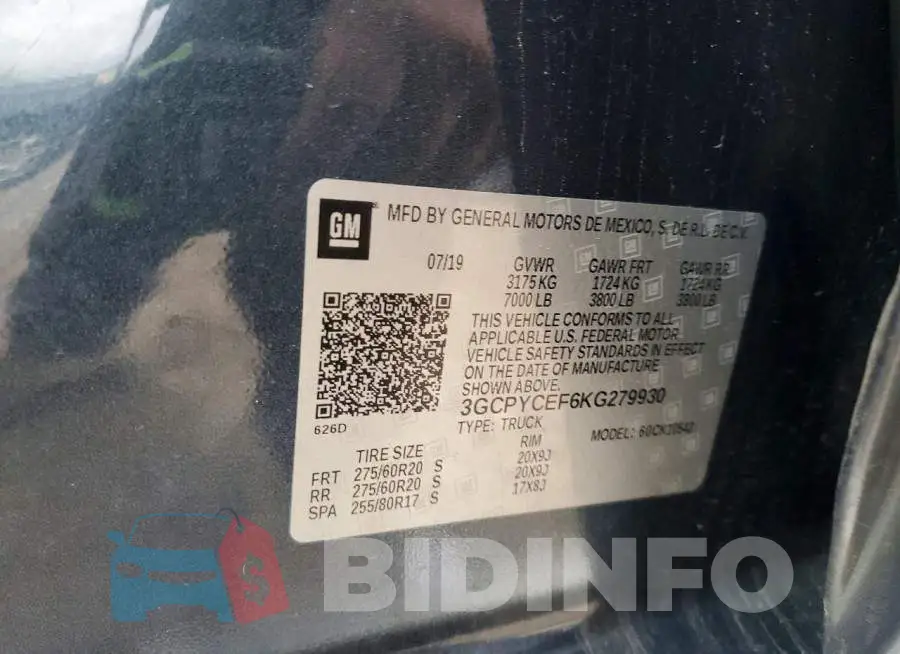 3GCPYCEF6KG279930 Photo# 12