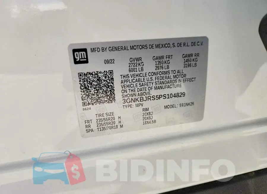 3GNKBJRS5PS104829 Photo# 14