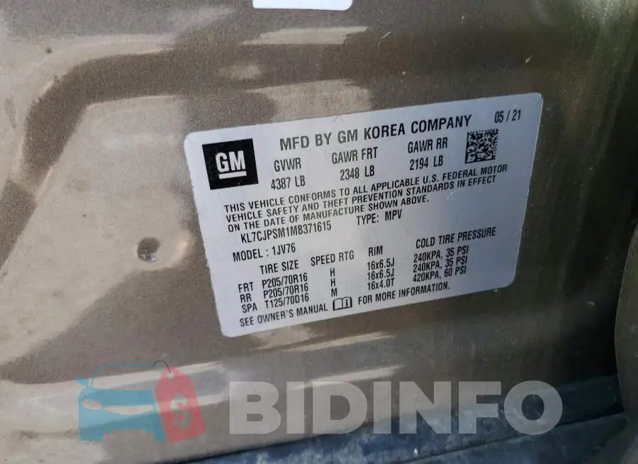 KL7CJPSM1MB371615 Photo# 13