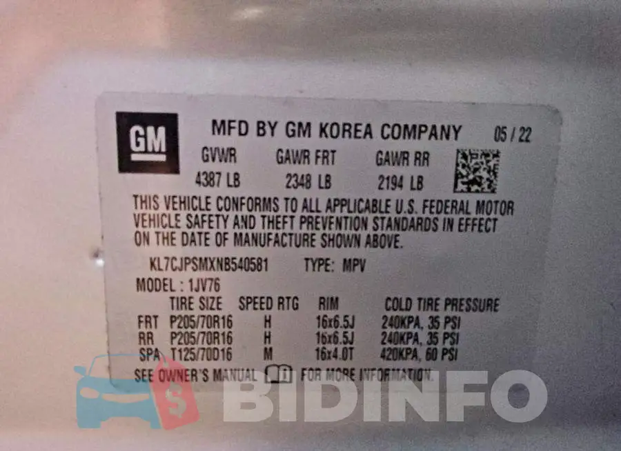 KL7CJPSMXNB540581 Photo# 13