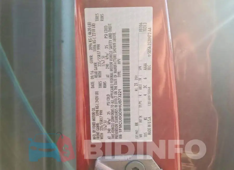 1FMCU0GD9HUB73221 Photo# 13