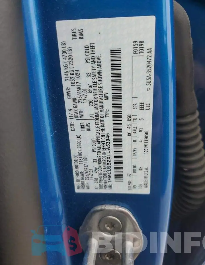 1FMCU9BZXLUA53945 Photo# 14