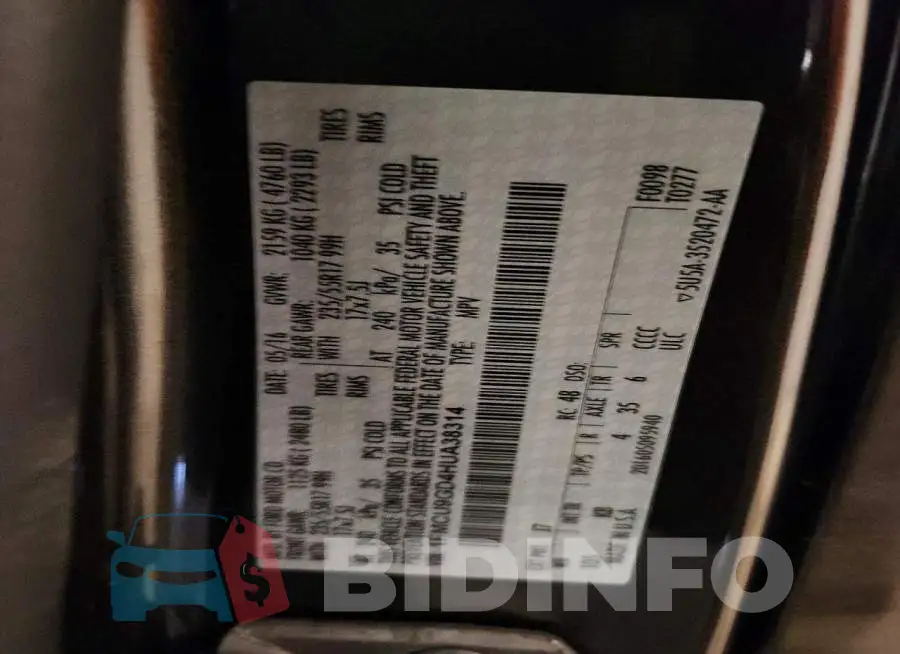 1FMCU9GD4HUA38314 Photo# 12
