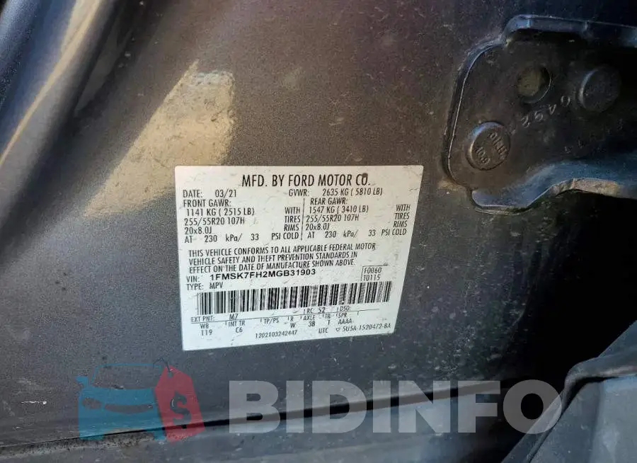 1FMSK7FH2MGB31903 Photo# 13