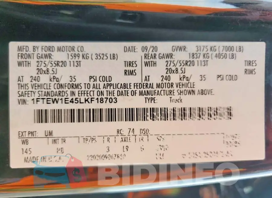 1FTEW1E45LKF18703 Photo# 12