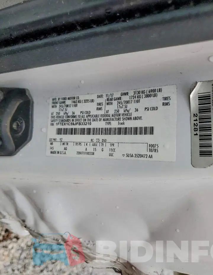 1FTEX1C59JFB33210 Photo# 12