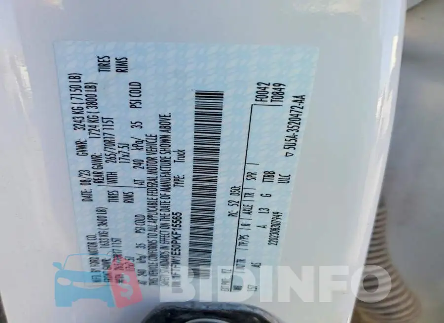 1FTFW1E50PKF15565 Photo# 12