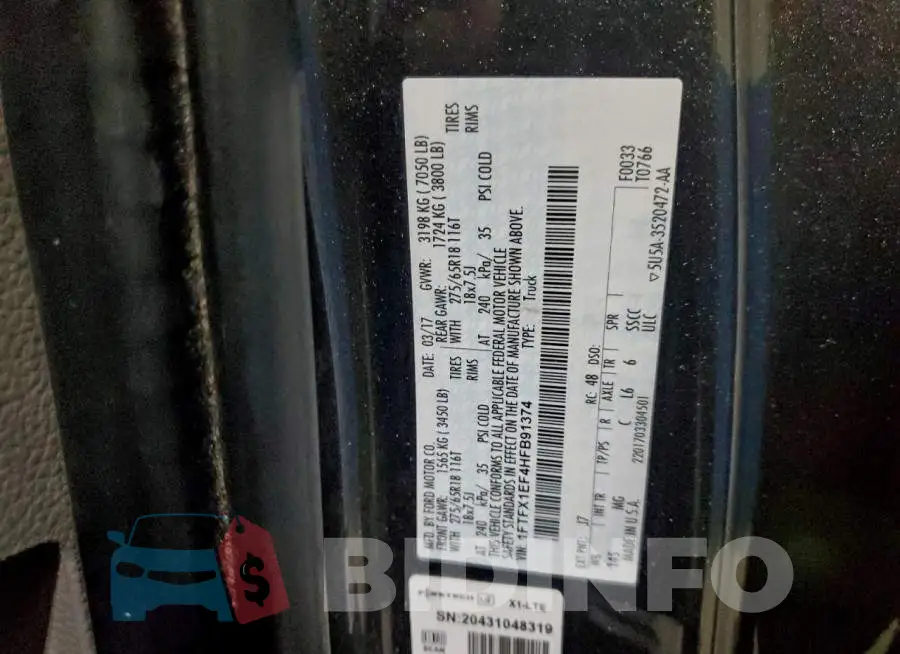 1FTFX1EF4HFB91374 Photo# 12