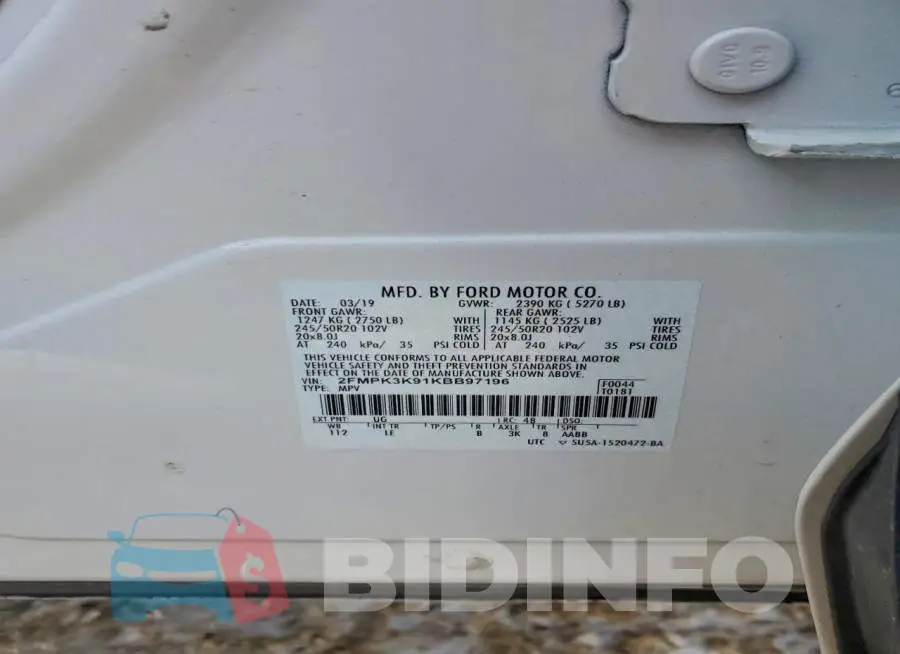 2FMPK3K91KBB97196 Photo# 13