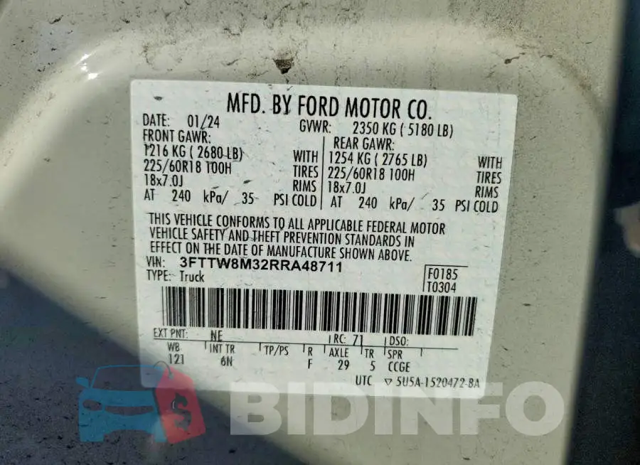 3FTTW8M32RRA48711 Photo# 13