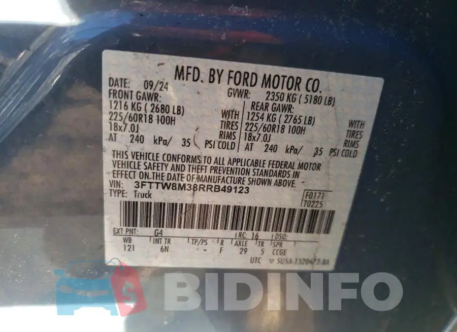 3FTTW8M38RRB49123 Photo# 12