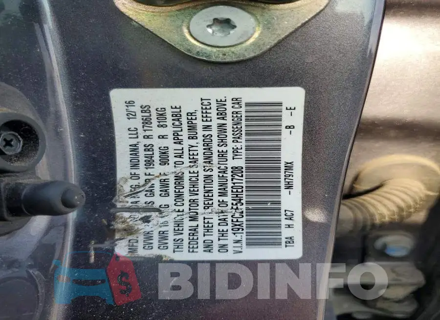 19XFC2F54HE017208 Photo# 12