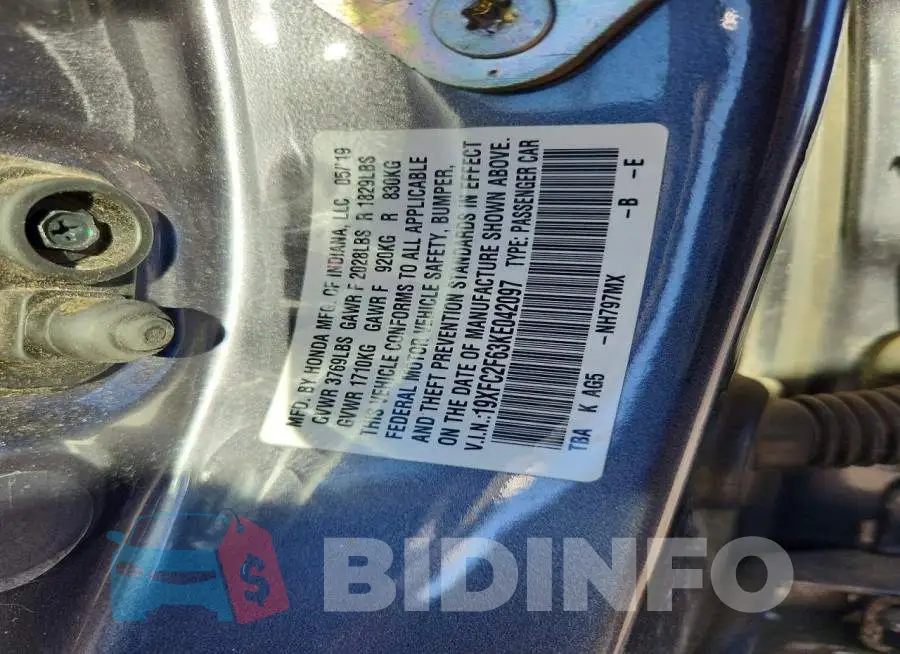 19XFC2F63KE042097 Photo# 12
