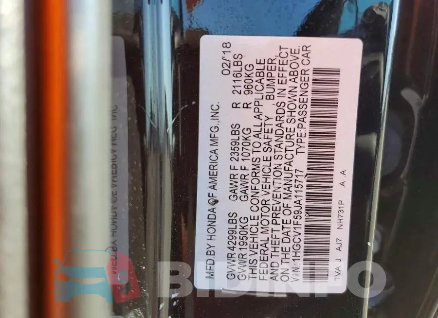 1HGCV1F59JA115717 Photo# 12